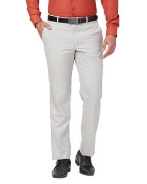 men relaxed fit flat-front trousers