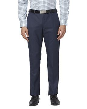 men relaxed fit flat-front trousers