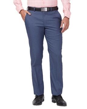 men relaxed fit flat-front trousers