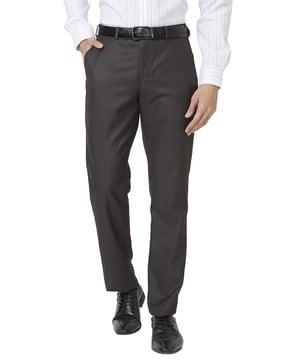 men relaxed fit flat-front trousers