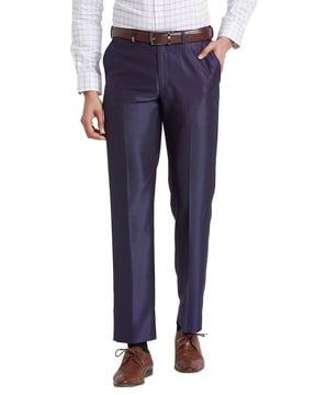 men relaxed fit flat-front trousers