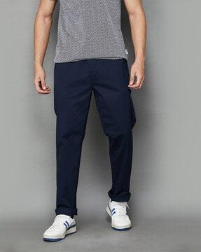 men relaxed fit flat-front trousers