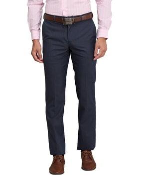 men relaxed fit flat-front trousers