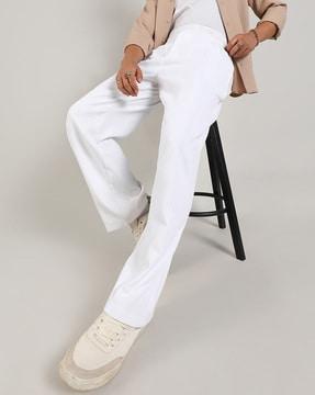 men relaxed fit flat-front trousers