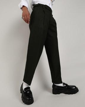 men relaxed fit flat-front trousers