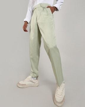 men relaxed fit flat-front trousers
