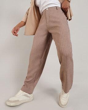 men relaxed fit flat-front trousers