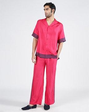 men relaxed fit flat-front trousers