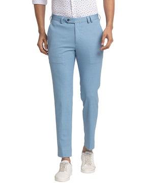 men relaxed fit flat-front trousers