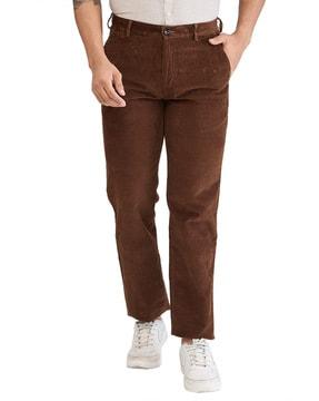 men relaxed fit flat-front trousers