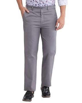 men relaxed fit flat-front trousers