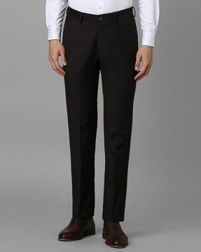 men relaxed fit flat-front trousers