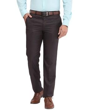 men relaxed fit flat-front trousers