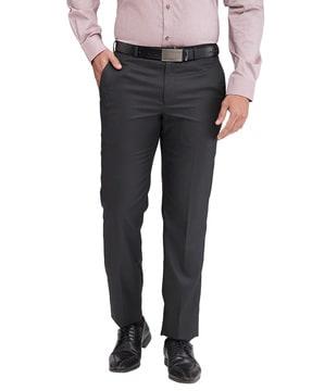 men relaxed fit flat-front trousers