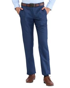 men relaxed fit flat-front trousers