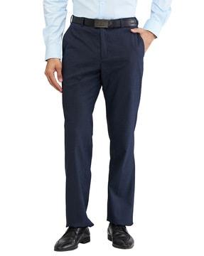 men relaxed fit flat-front trousers