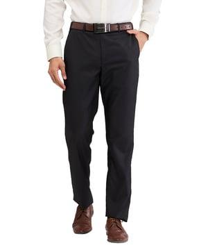 men relaxed fit flat-front trousers