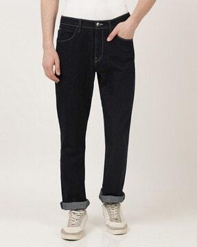 men relaxed fit full-length jeans