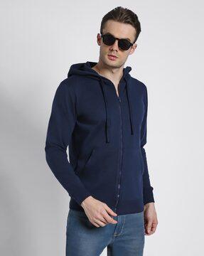 men relaxed fit hoodie with zip-front