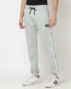 men relaxed fit jogger with branded side tape