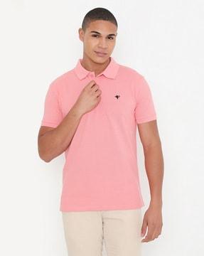 men relaxed fit logo embroidered polo t-shirt