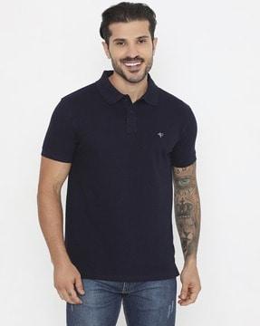 men relaxed fit logo embroidered polo t-shirt