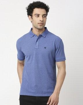 men relaxed fit logo embroidered polo t-shirt