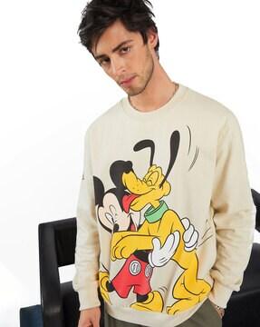 men relaxed fit mickey mouse printed sweatshirt