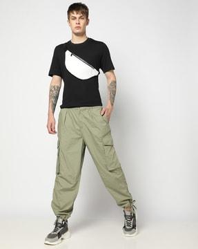 men relaxed fit parachute cargo pants