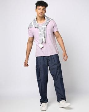 men relaxed fit parachute cargo pants