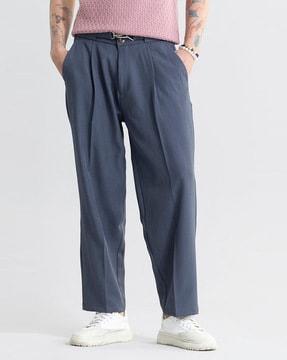 men relaxed fit pleated pants