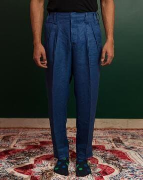 men relaxed fit pleated trousers