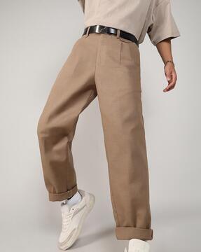 men relaxed fit pleated trousers