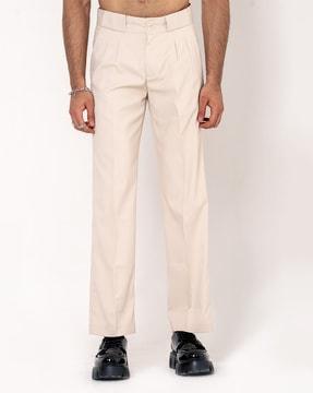 men relaxed fit pleated trousers