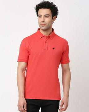 men relaxed fit polo t-shirt with logo embroidery