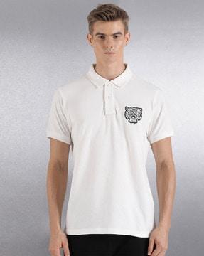 men relaxed fit polo t-shirt with spread collar