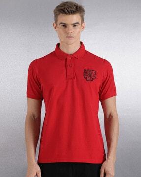 men relaxed fit polo t-shirt with spread collar