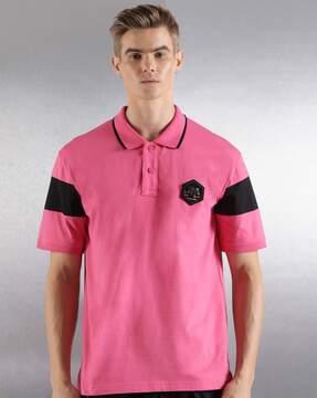 men relaxed fit polo t-shirt with spread collar