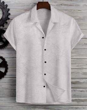 men relaxed fit shirt with cuban collar