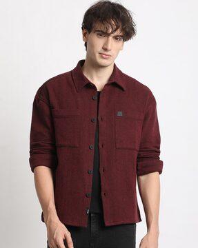 men relaxed fit shirt with flip pockets