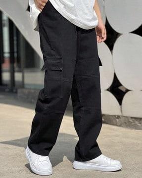 men relaxed fit single-pleat cargo pants