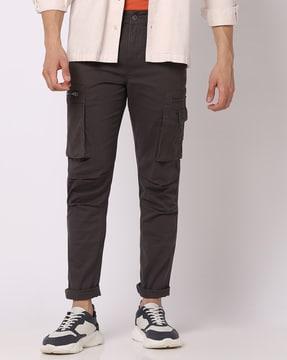 men relaxed fit utility cargo trousers