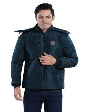 men relaxed fit zip-front bomber jacket