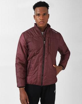 men relaxed fit zip-front bomber jacket