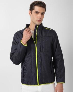 men relaxed fit zip-front bomber jacket