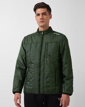 men relaxed fit zip-front bomber jacket