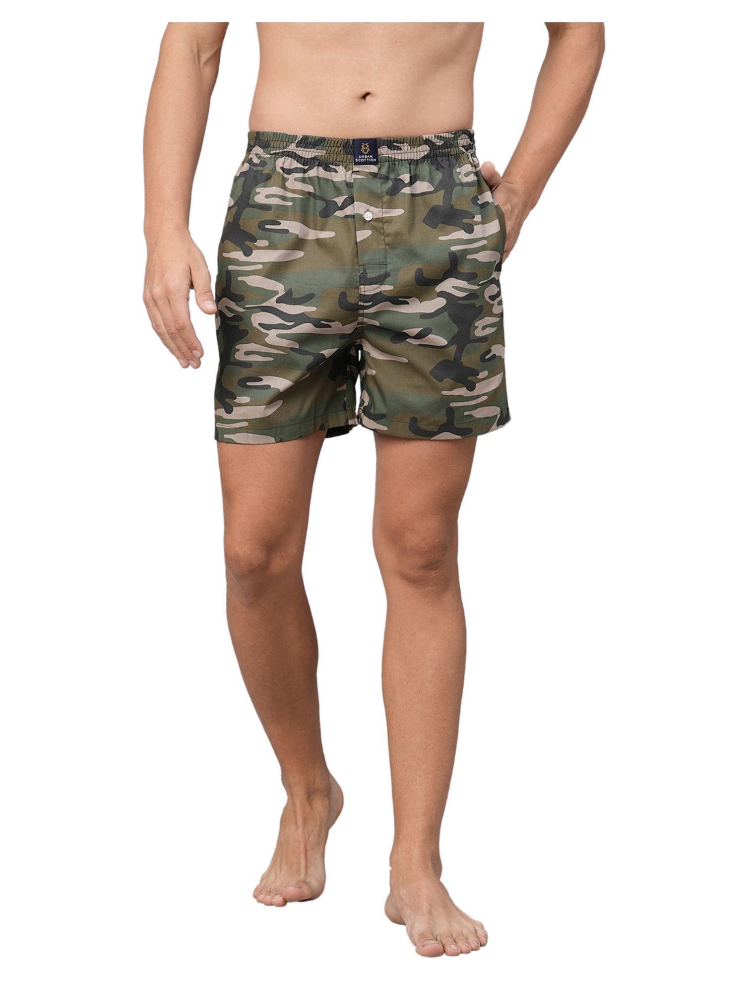 men relaxed green camouflage boxer shorts