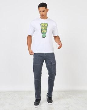 men relaxed jeans with fixed waist