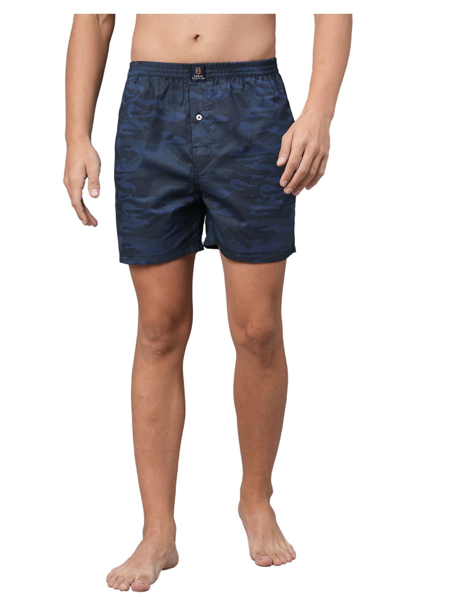 men relaxed navy blue camouflage boxer shorts