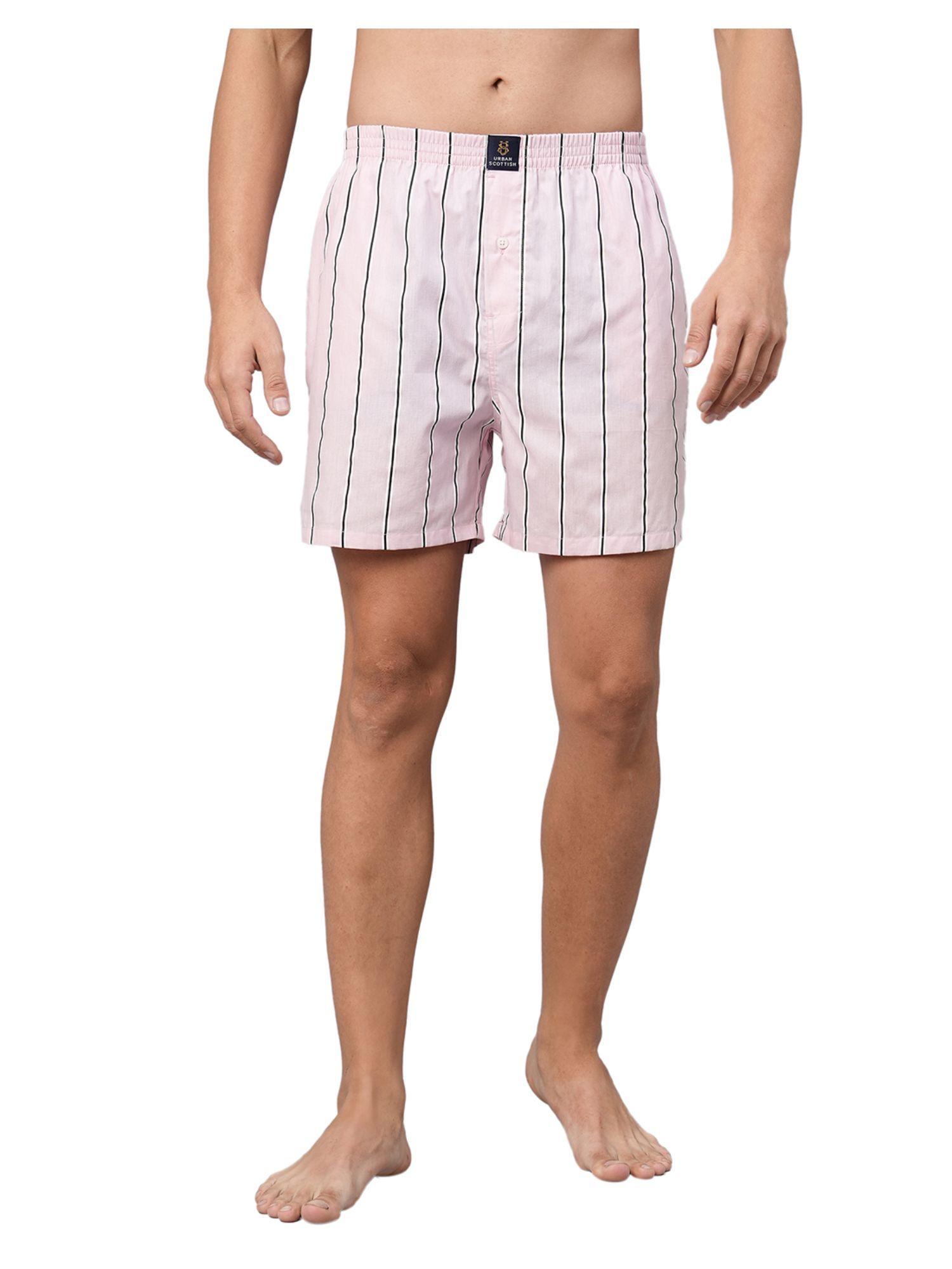 men relaxed pink striped boxer shorts